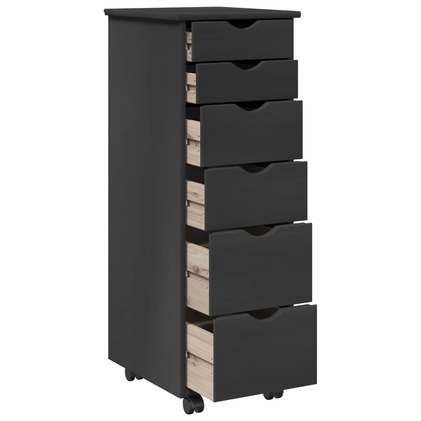 Rolling Cabinet Grey 34 x 39 x 93.5 cm Solid Pine Wood