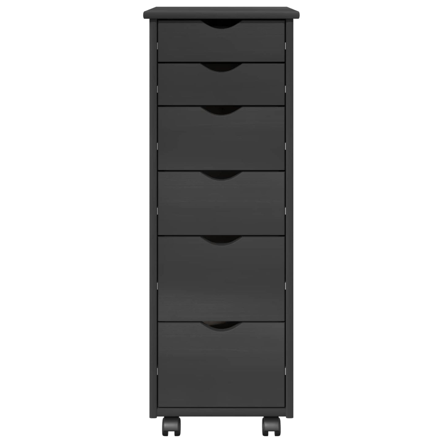Rolling Cabinet Grey 34 x 39 x 93.5 cm Solid Pine Wood