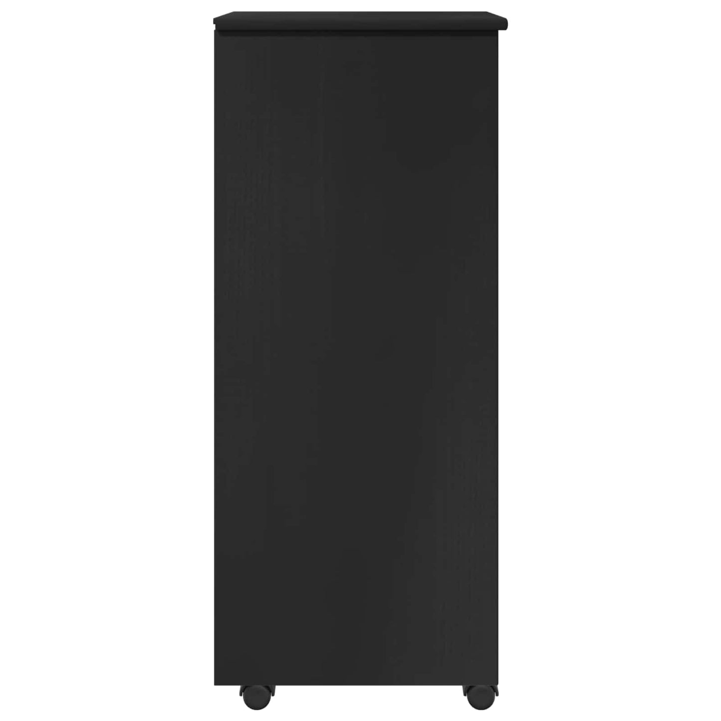 Rolling Cabinet Black 34 x 39 x 93.5 cm Solid Pine Wood