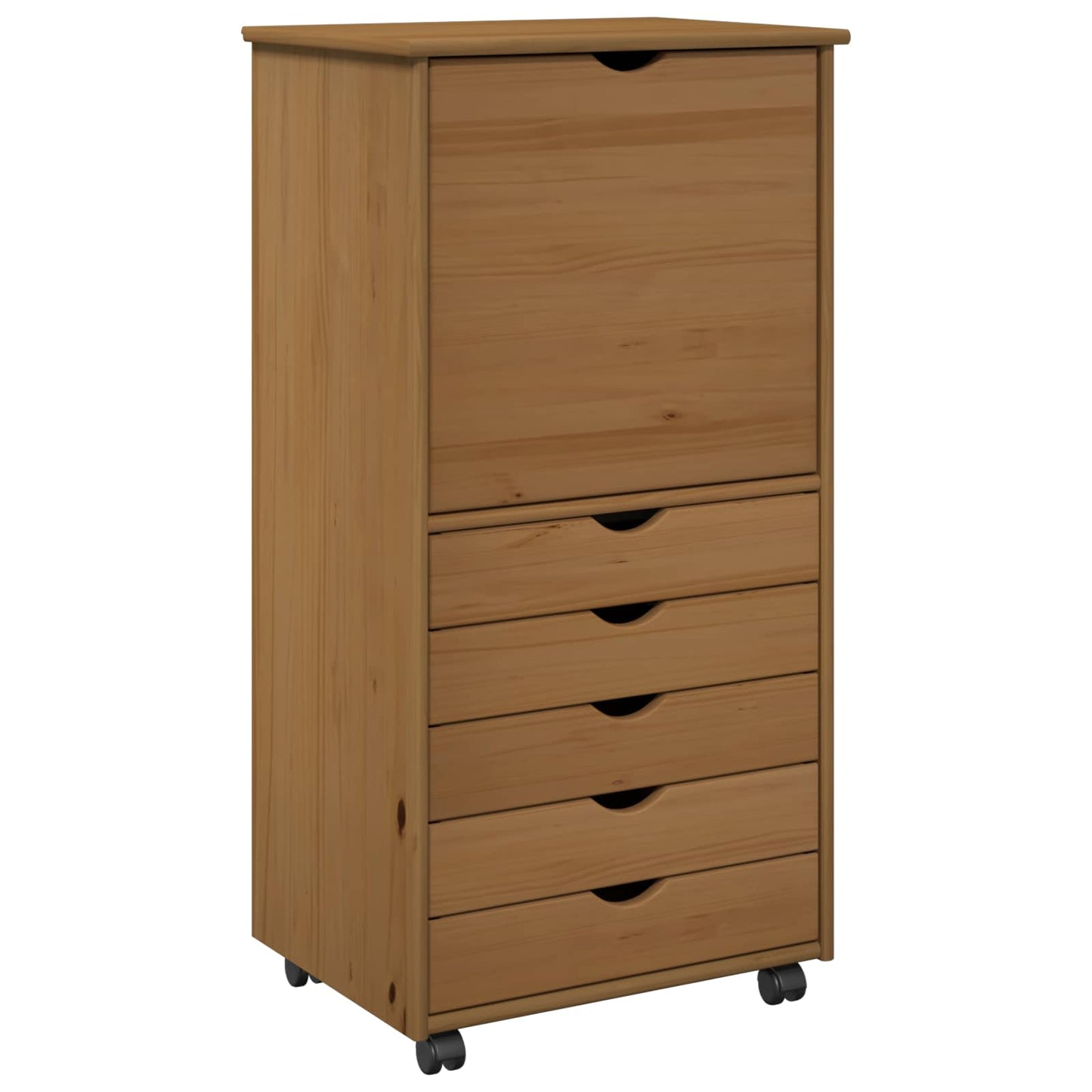 Rolling Cabinet Honey Brown 53 x 39 x 103 cm Solid Pine Wood