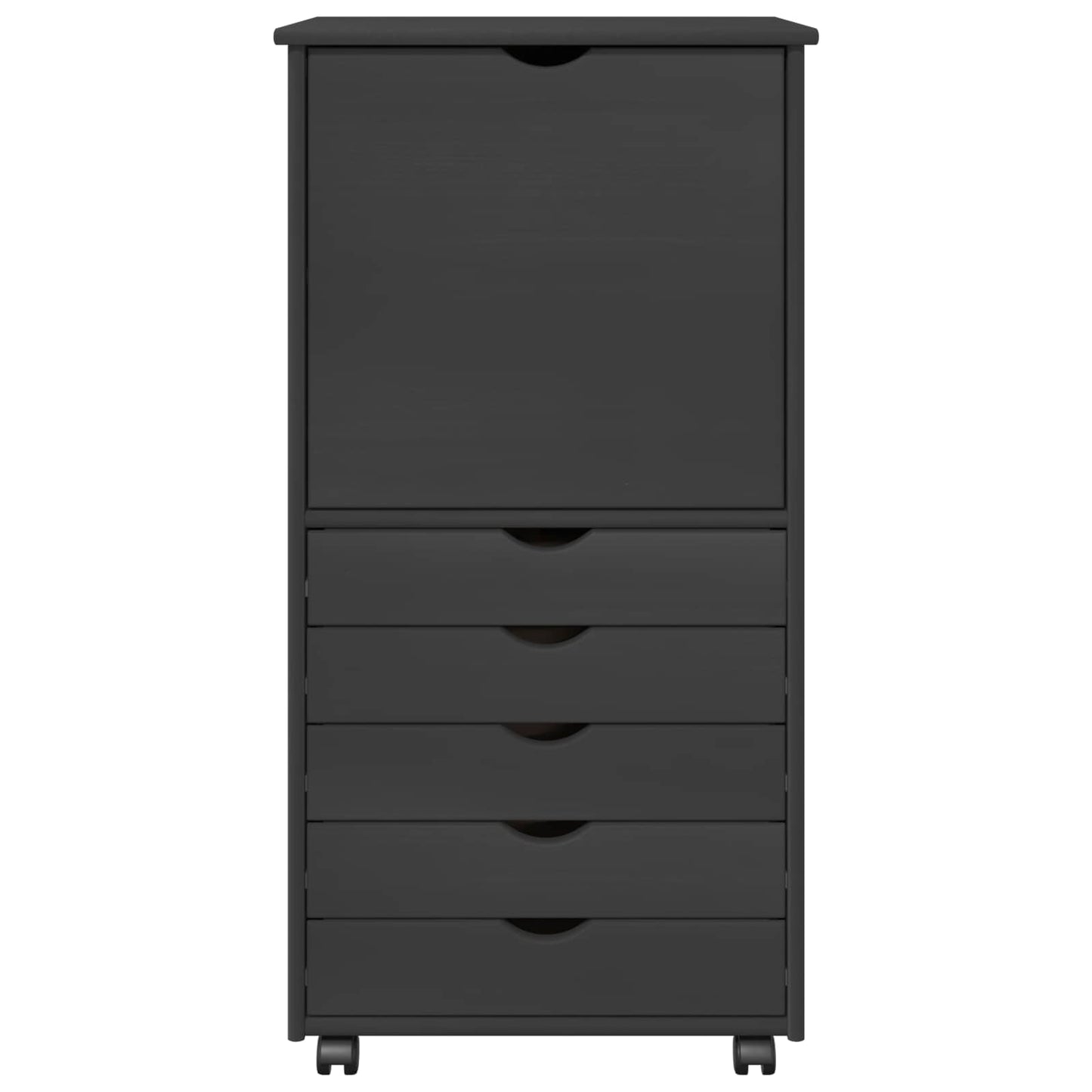 Rolling Cabinet Grey 53 x 39 x 103 cm Solid Pine Wood