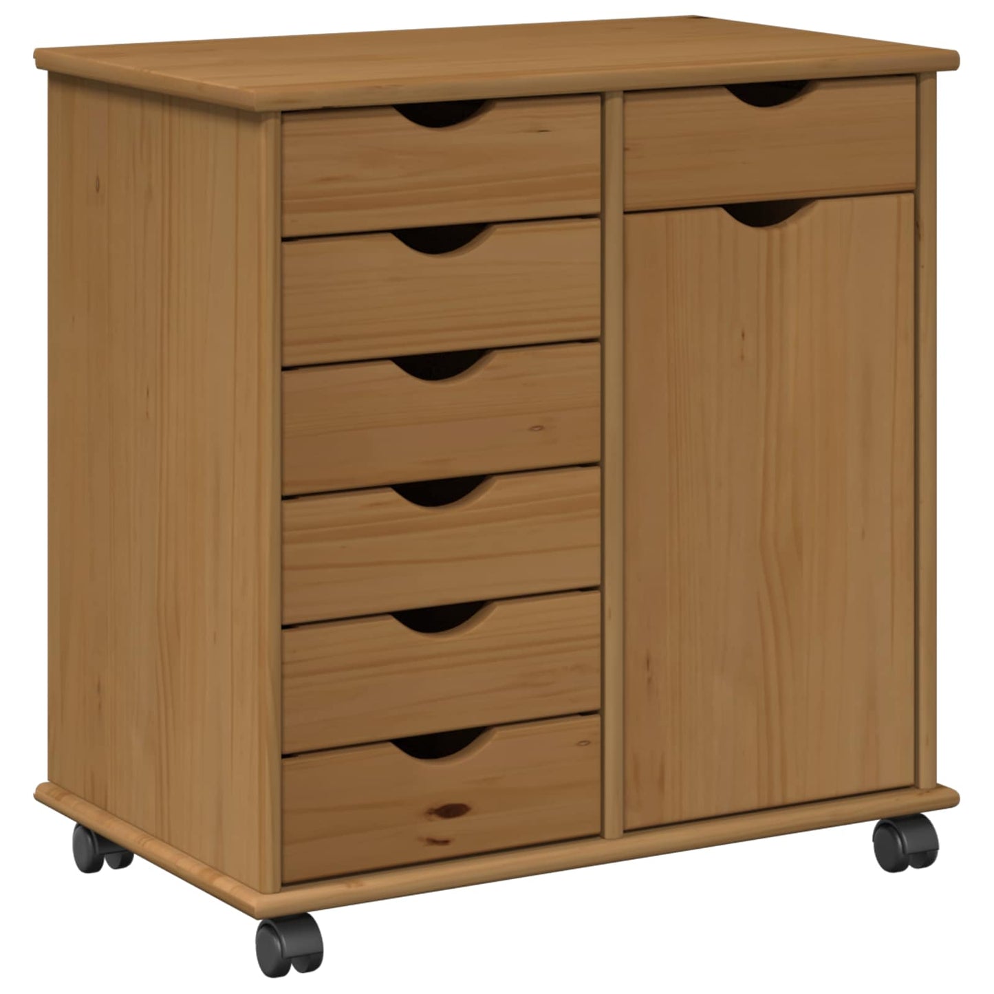 Rolling Cabinet Honey Brown 63.5 x 39 x 65.5 cm Solid Pine Wood