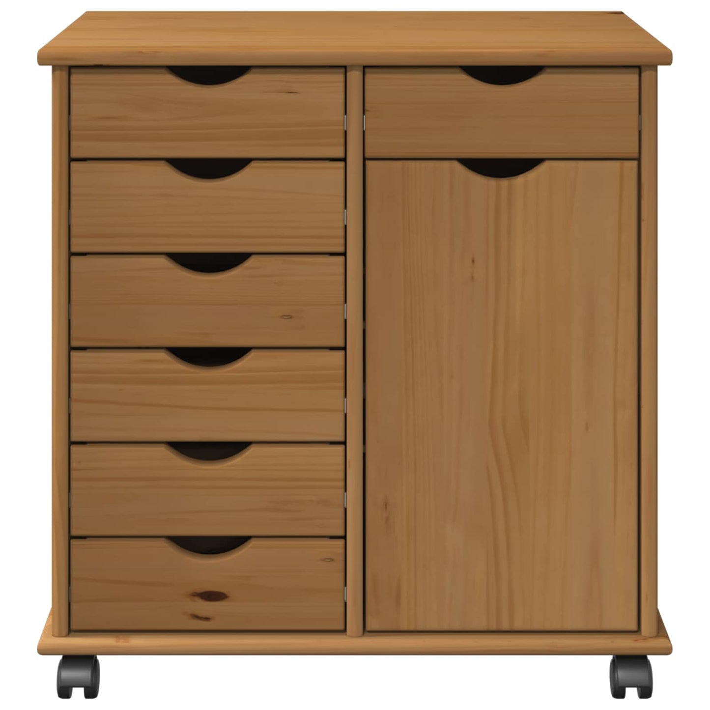Rolling Cabinet Honey Brown 63.5 x 39 x 65.5 cm Solid Pine Wood