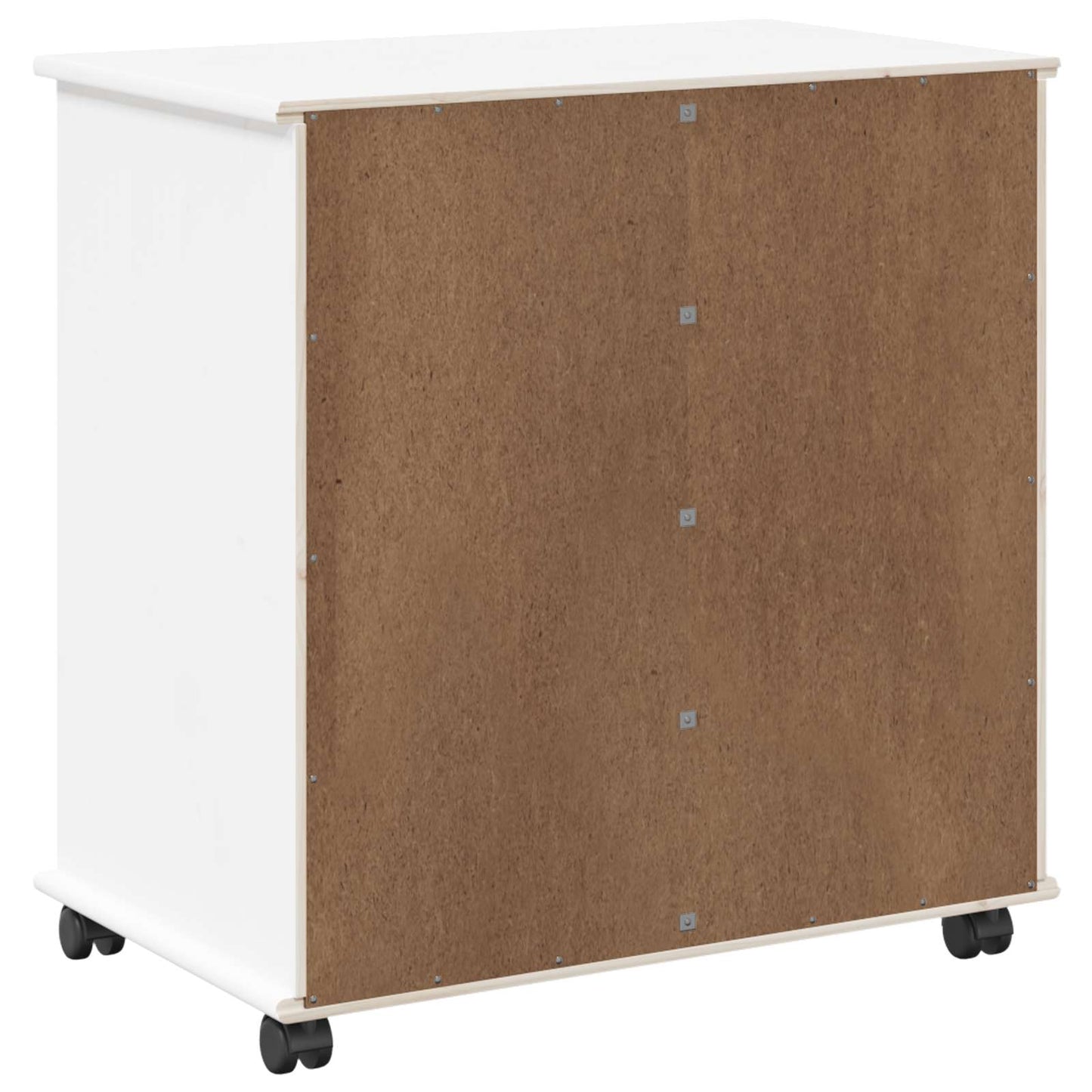 Rolling Cabinet White 63.5 x 39 x 65.5 cm Solid Pine Wood
