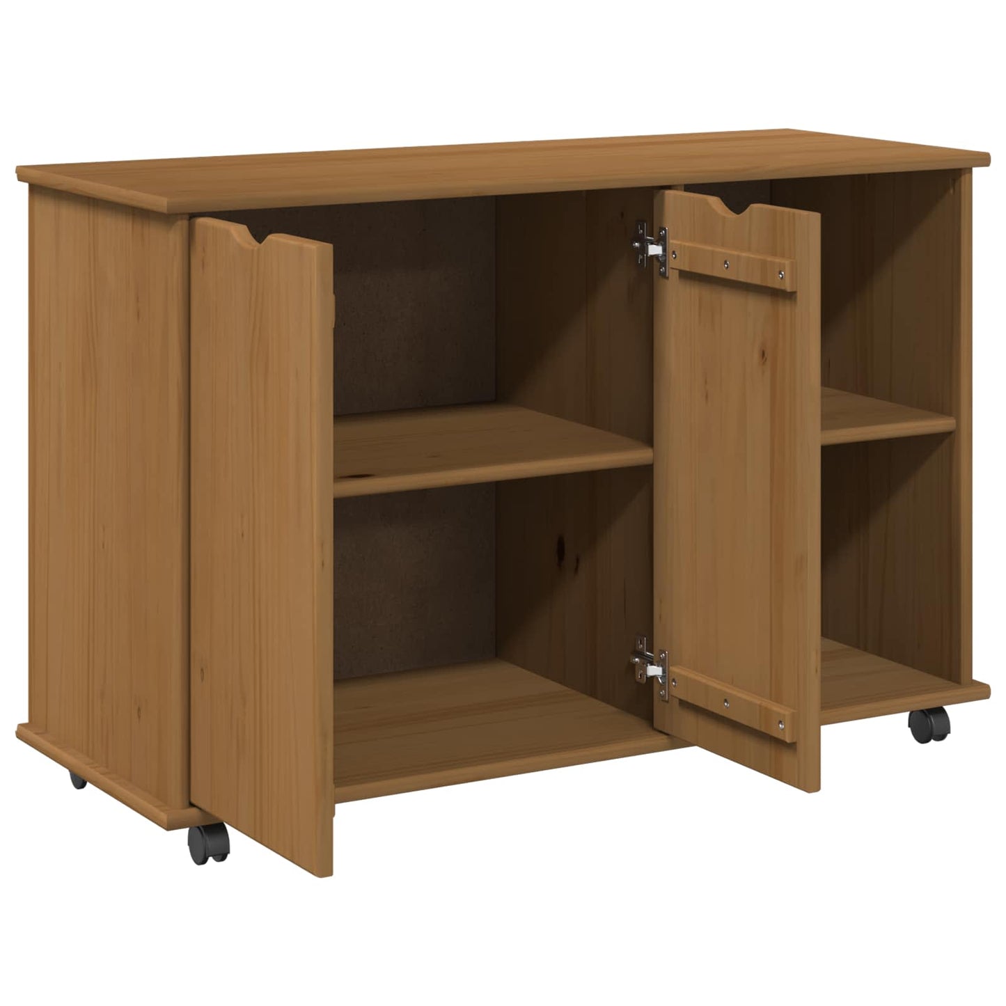 Rolling Cabinet Honey Brown 100 x 39 x 65.5 cm Solid Pine Wood