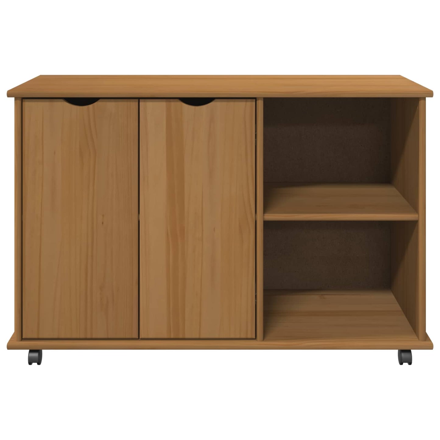 Rolling Cabinet Honey Brown 100 x 39 x 65.5 cm Solid Pine Wood