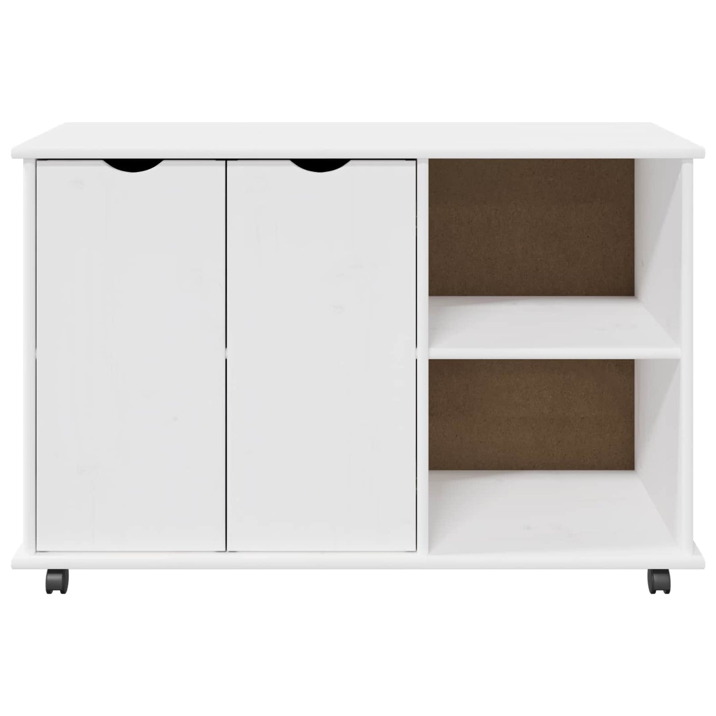 Rolling Cabinet White 100 x 39 x 65.5 cm Solid Pine Wood
