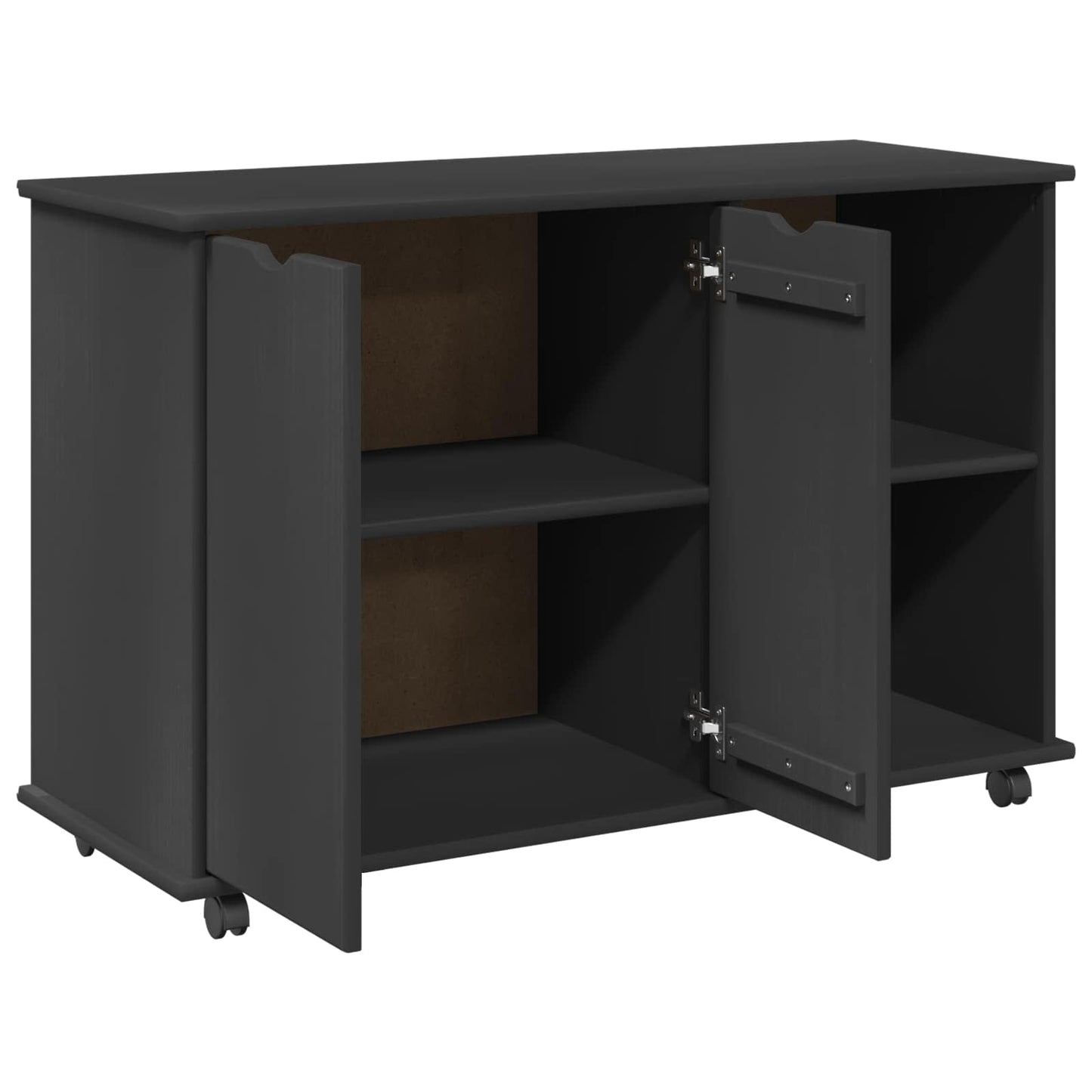 Rolling Cabinet Grey 100 x 39 x 65.5 cm Solid Pine Wood