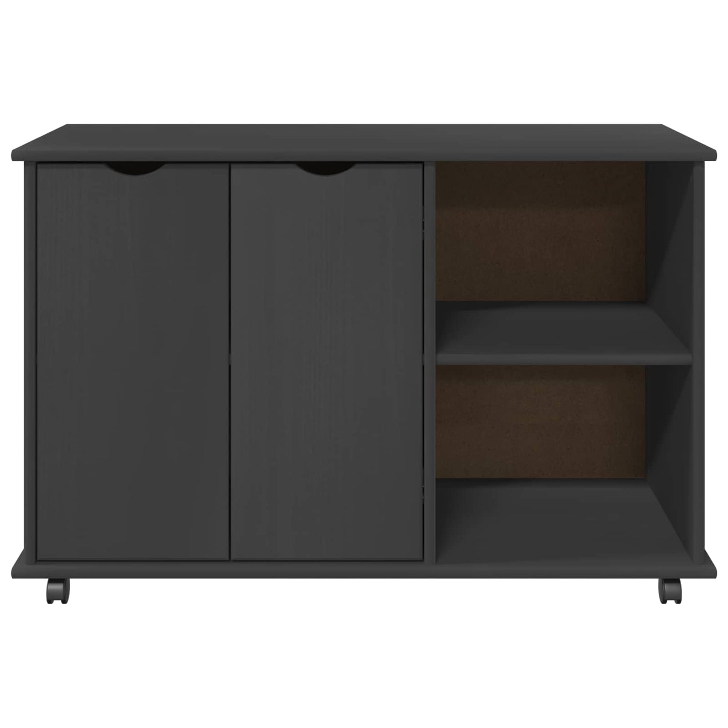 Rolling Cabinet Grey 100 x 39 x 65.5 cm Solid Pine Wood