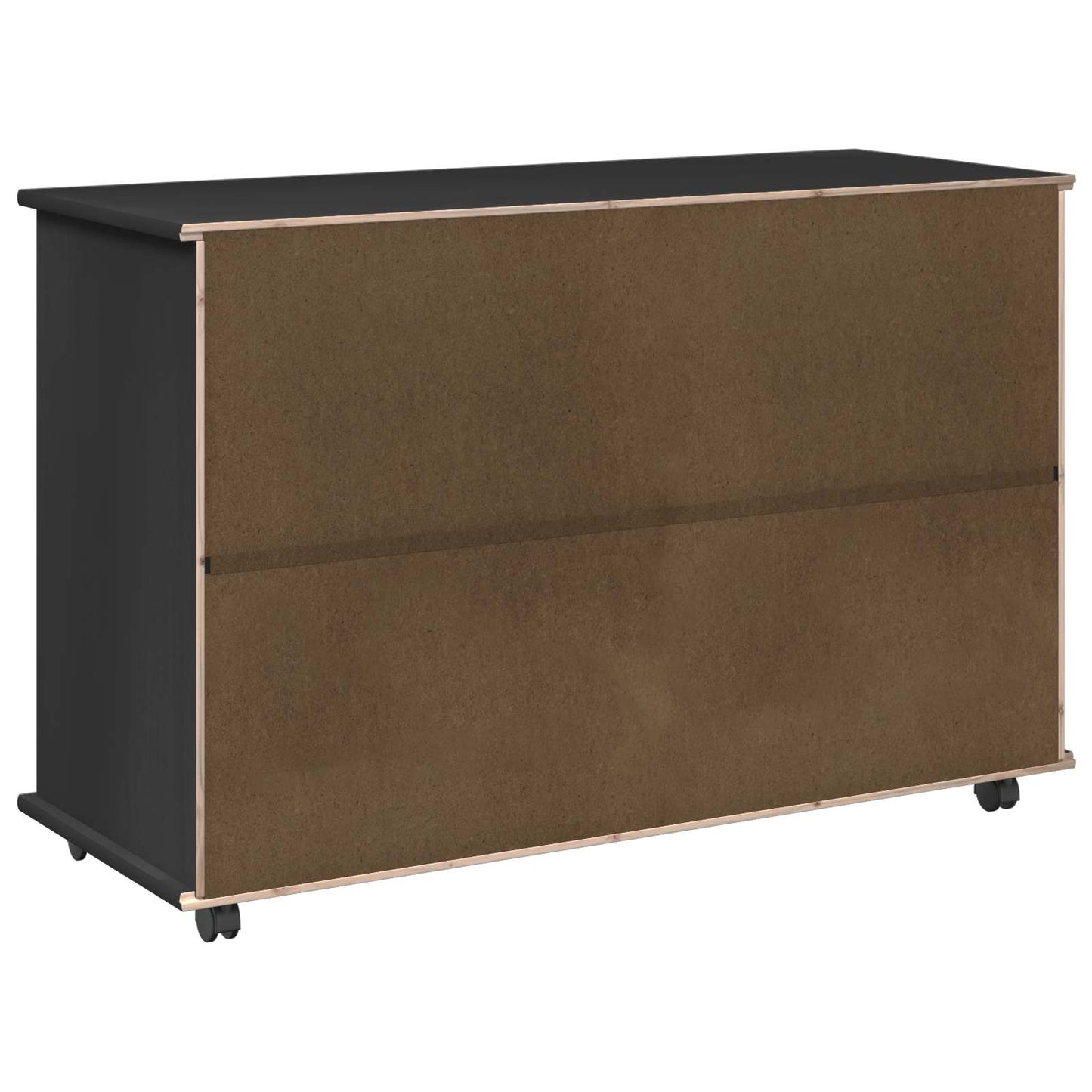 Rolling Cabinet Black 100 x 39 x 65.5 cm Solid Pine Wood