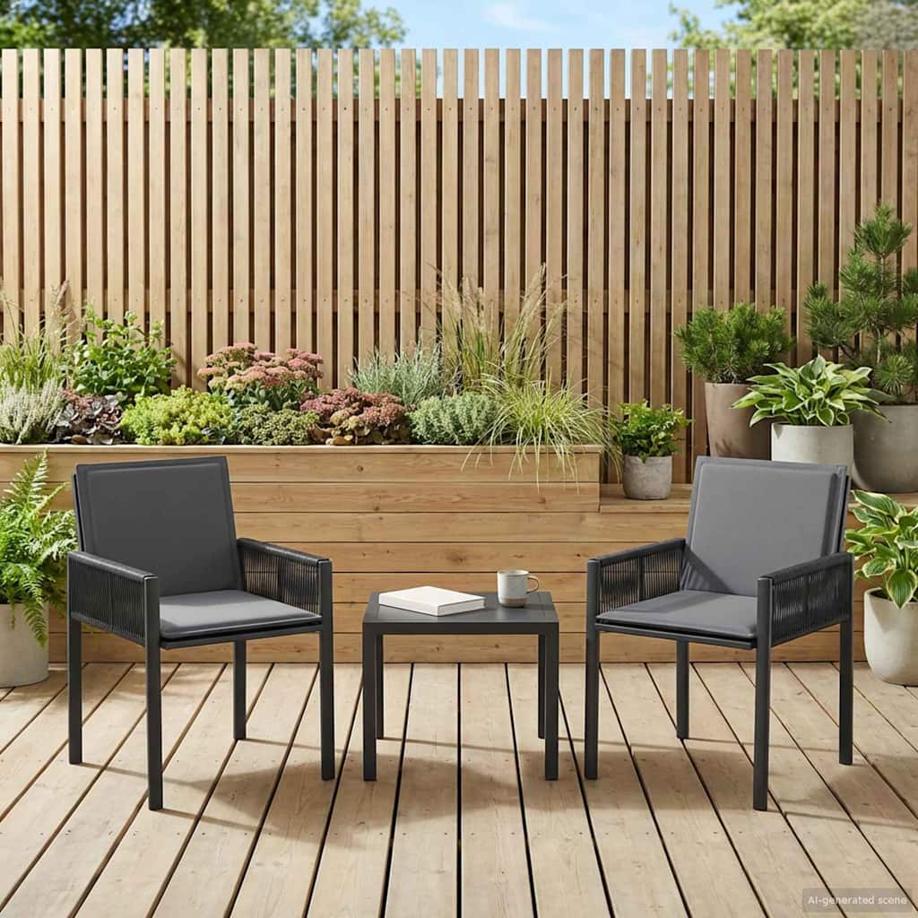 Garden Chairs 6 pcs Black and Dark Grey Poly Rattan