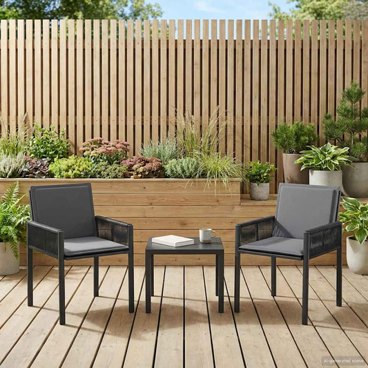 Garden Chairs 2 pcs Black and Dark Grey Poly Rattan