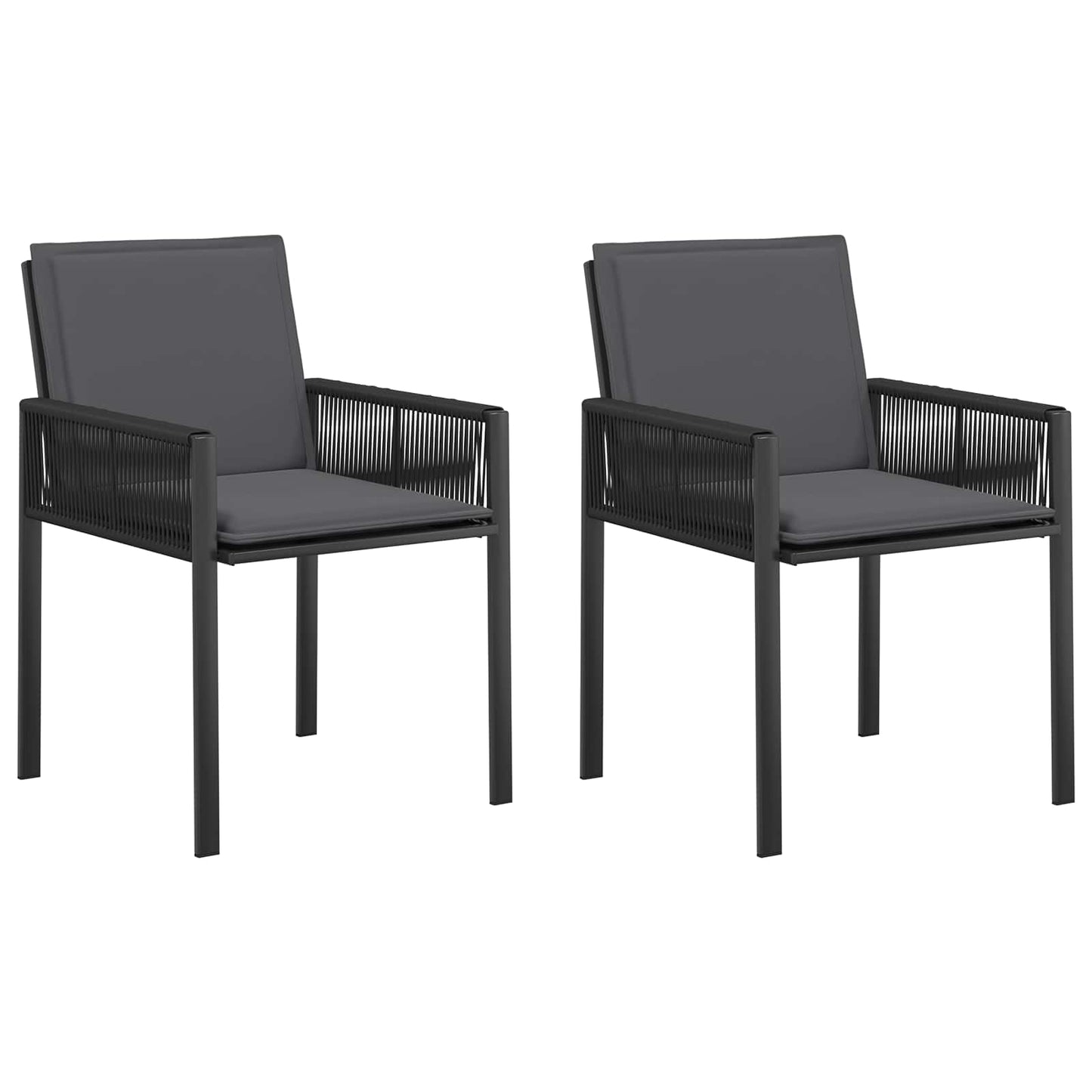 Garden Chairs 6 pcs Black and Dark Grey Poly Rattan