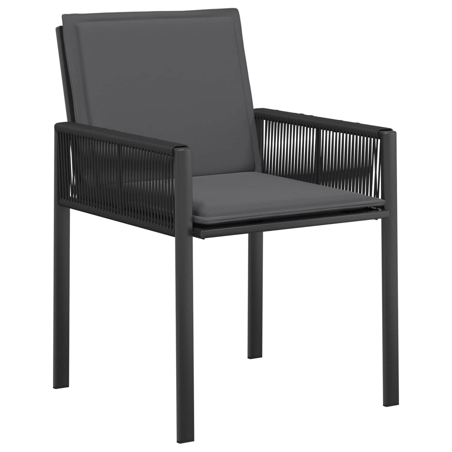 Garden Chairs 6 pcs Black and Dark Grey Poly Rattan