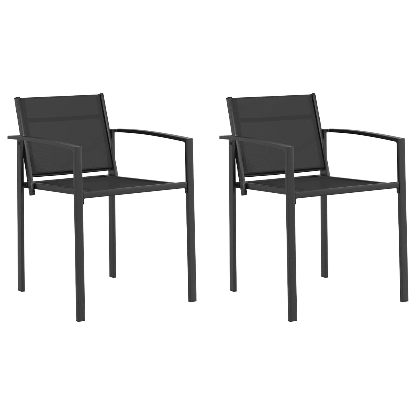 Garden Chairs 2 pcs Black and Anthracite 53.5 x 59 x 77 cm