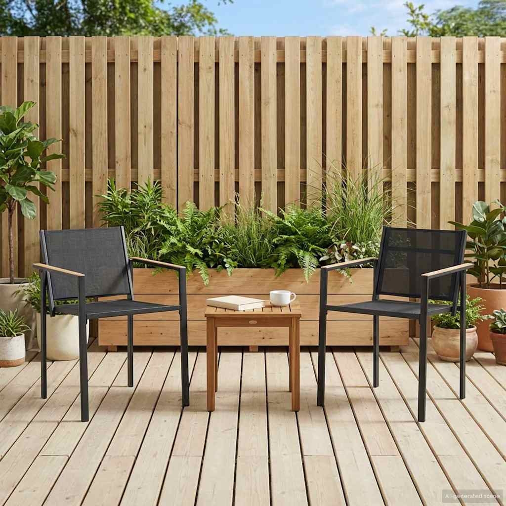 Garden Chairs 2 pcs Black and Anthracite 53.5 x 59 x 77 cm
