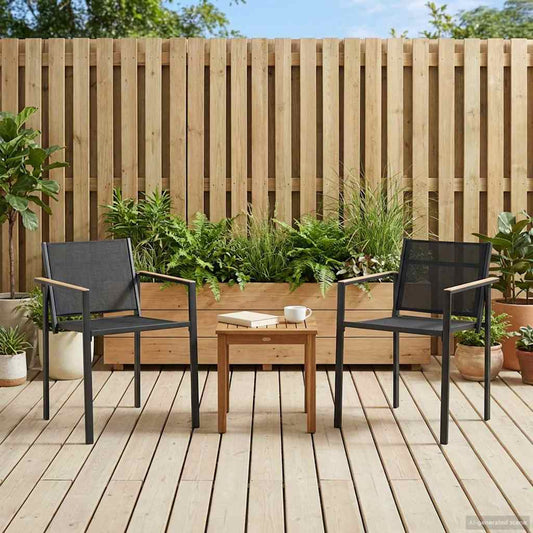 Garden Chairs 2 pcs Black and Anthracite Textilene Fabric