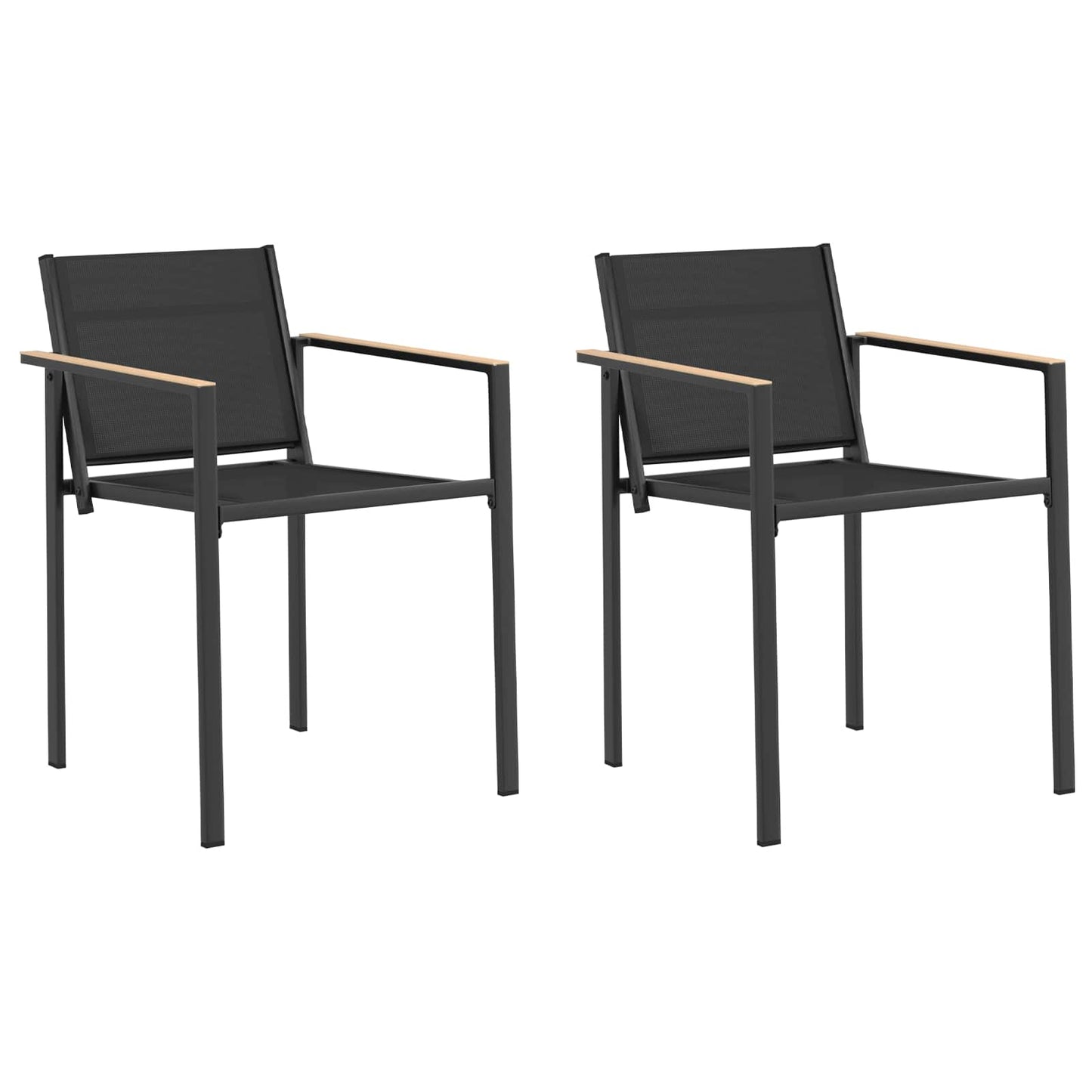 Garden Chairs 2 pcs Black and Anthracite 53.5 x 59 x 77 cm