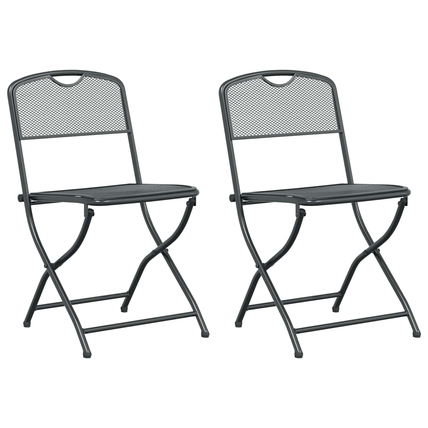 Garden Chairs Folding 2 pcs Anthracite 52.5 x 46 x 82 cm Iron