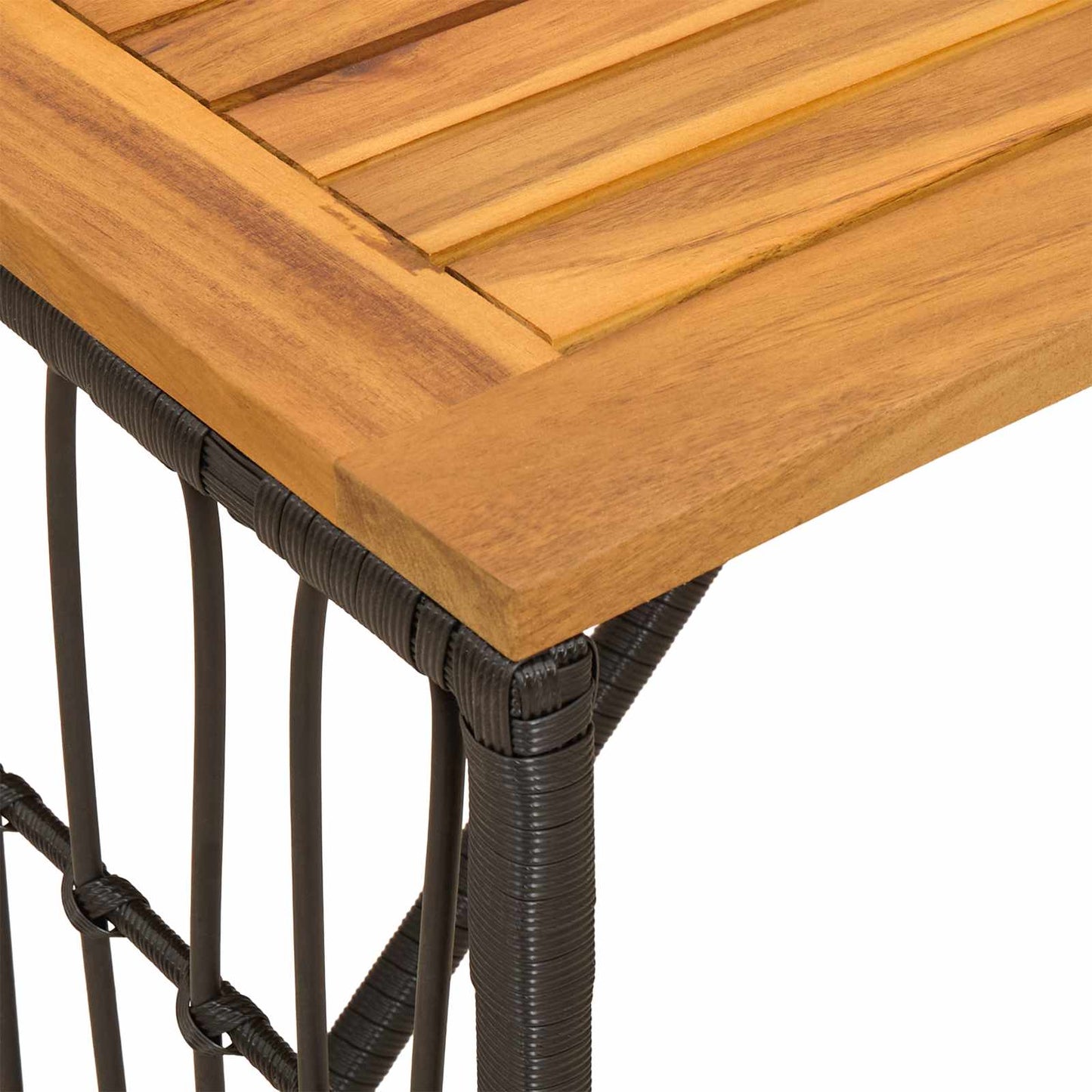 Outdoor Table Black 80 x 40 x 40 cm Steel and Poly Rattan