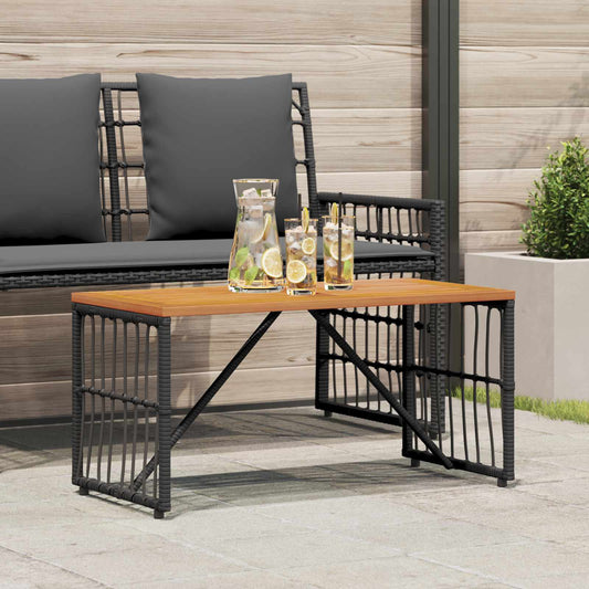 Outdoor Table Black 80 x 40 x 40 cm Steel and Poly Rattan