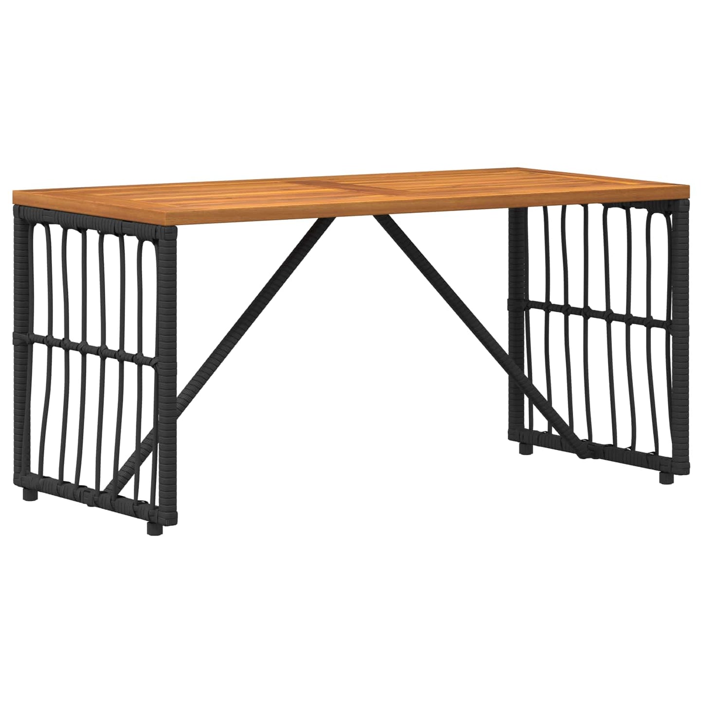 Outdoor Table Black 80 x 40 x 40 cm Steel and Poly Rattan