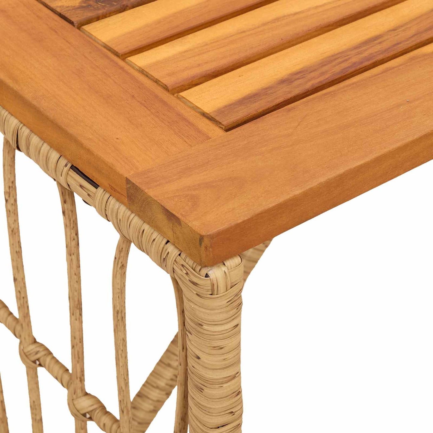 Outdoor Table Natural 80 x 40 x 40 cm Steel and Poly Rattan