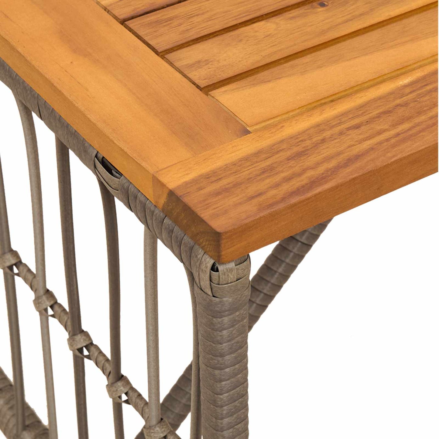 Outdoor Table Grey 80 x 40 x 40 cm Steel and Poly Rattan