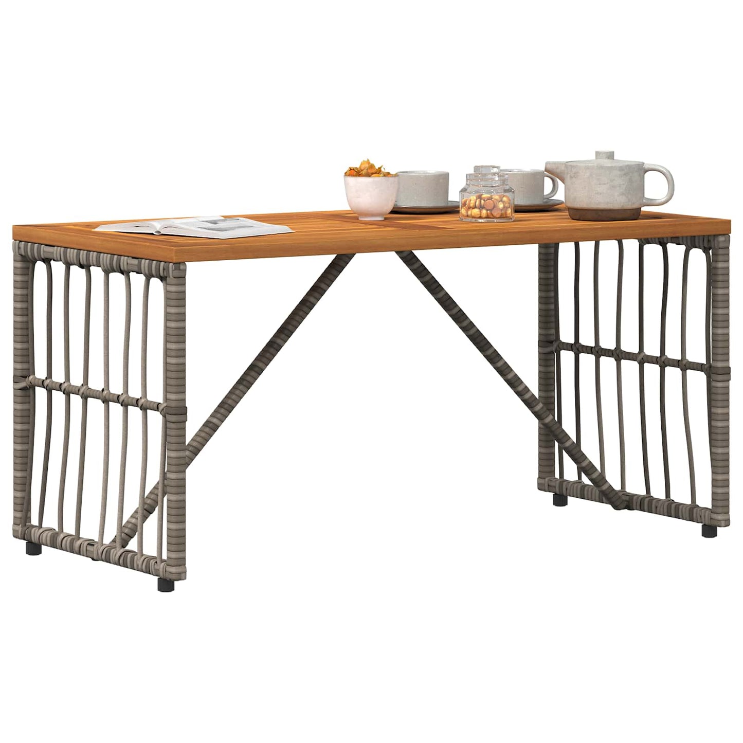 Outdoor Table Grey 80 x 40 x 40 cm Steel and Poly Rattan