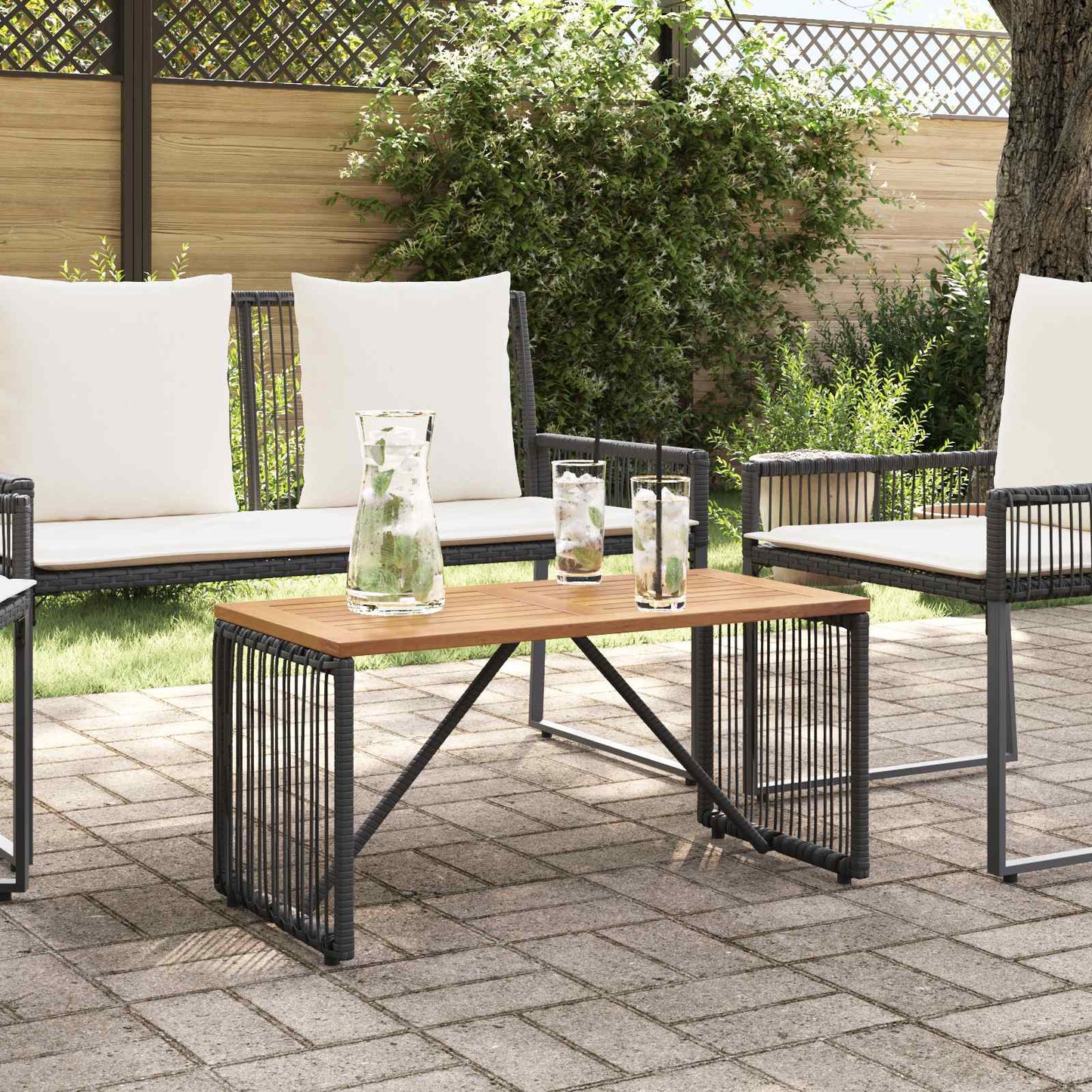 Outdoor Table Black and Brown 80 x 40 x 40 cm Poly Rattan