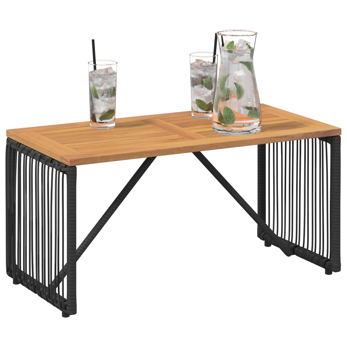 Outdoor Table Black and Brown 80 x 40 x 40 cm Poly Rattan