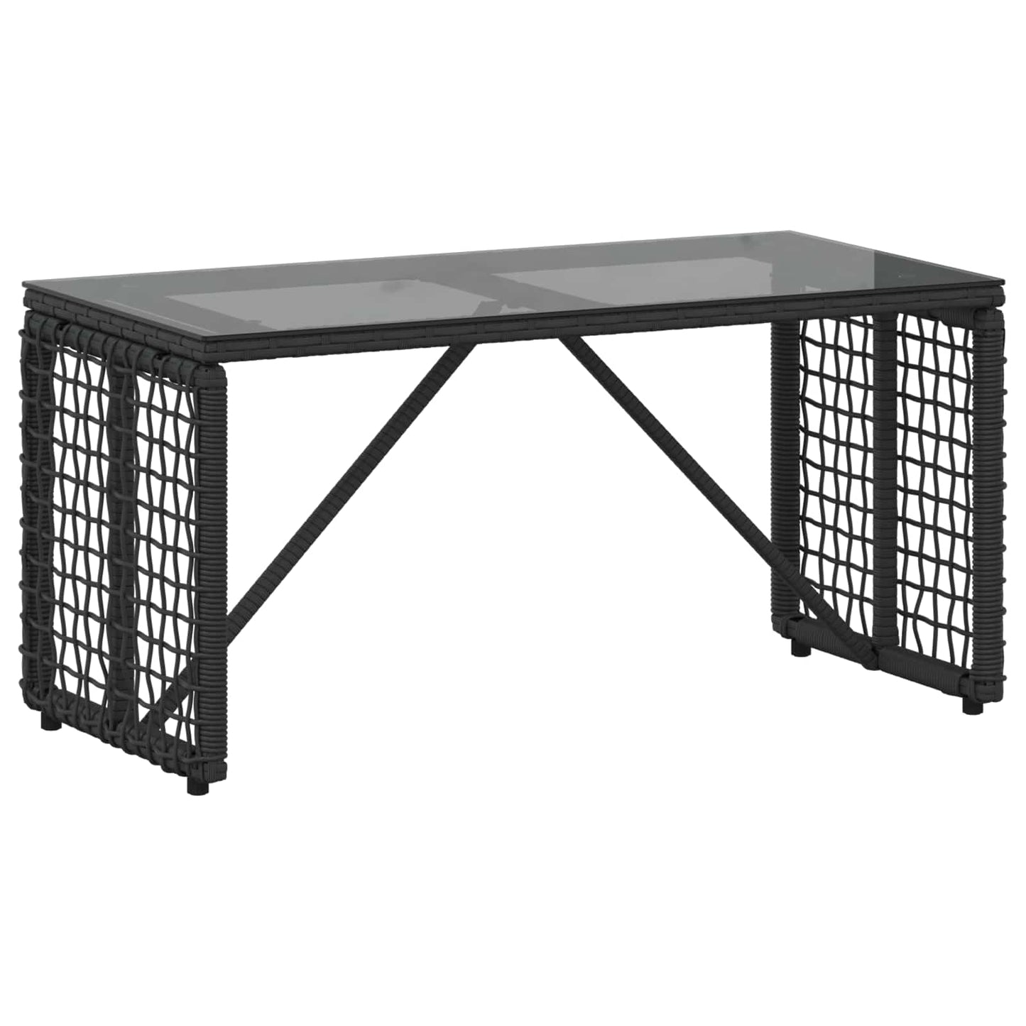 Outdoor Table Black 80 x 40 x 40 cm PE Rattan and Glass