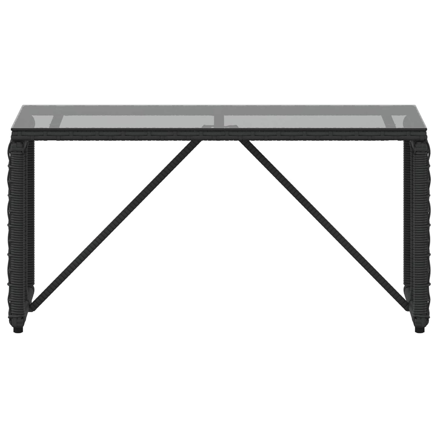 Outdoor Table Black 80 x 40 x 40 cm PE Rattan and Glass