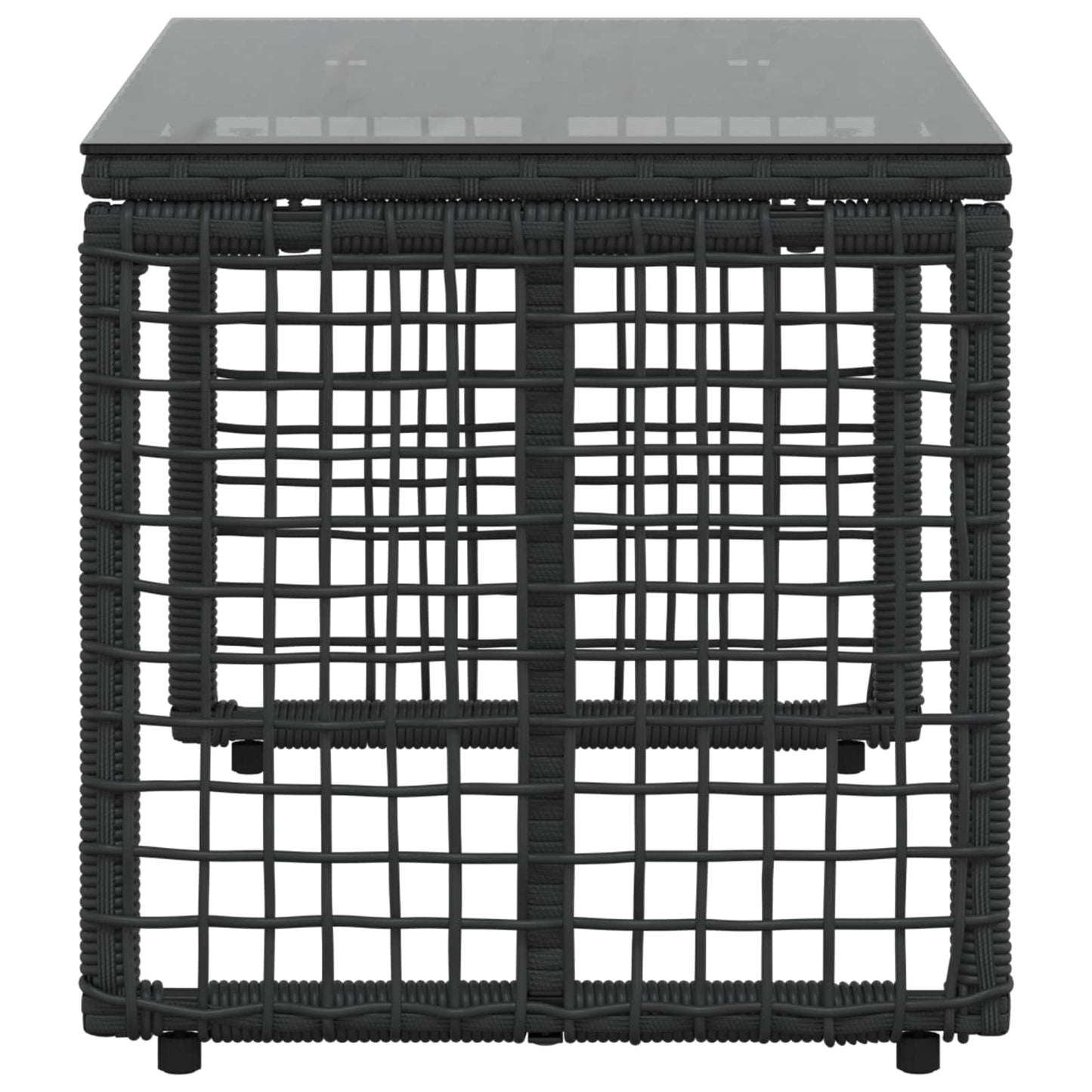 Outdoor Table Black 80 x 40 x 40 cm PE Rattan and Glass