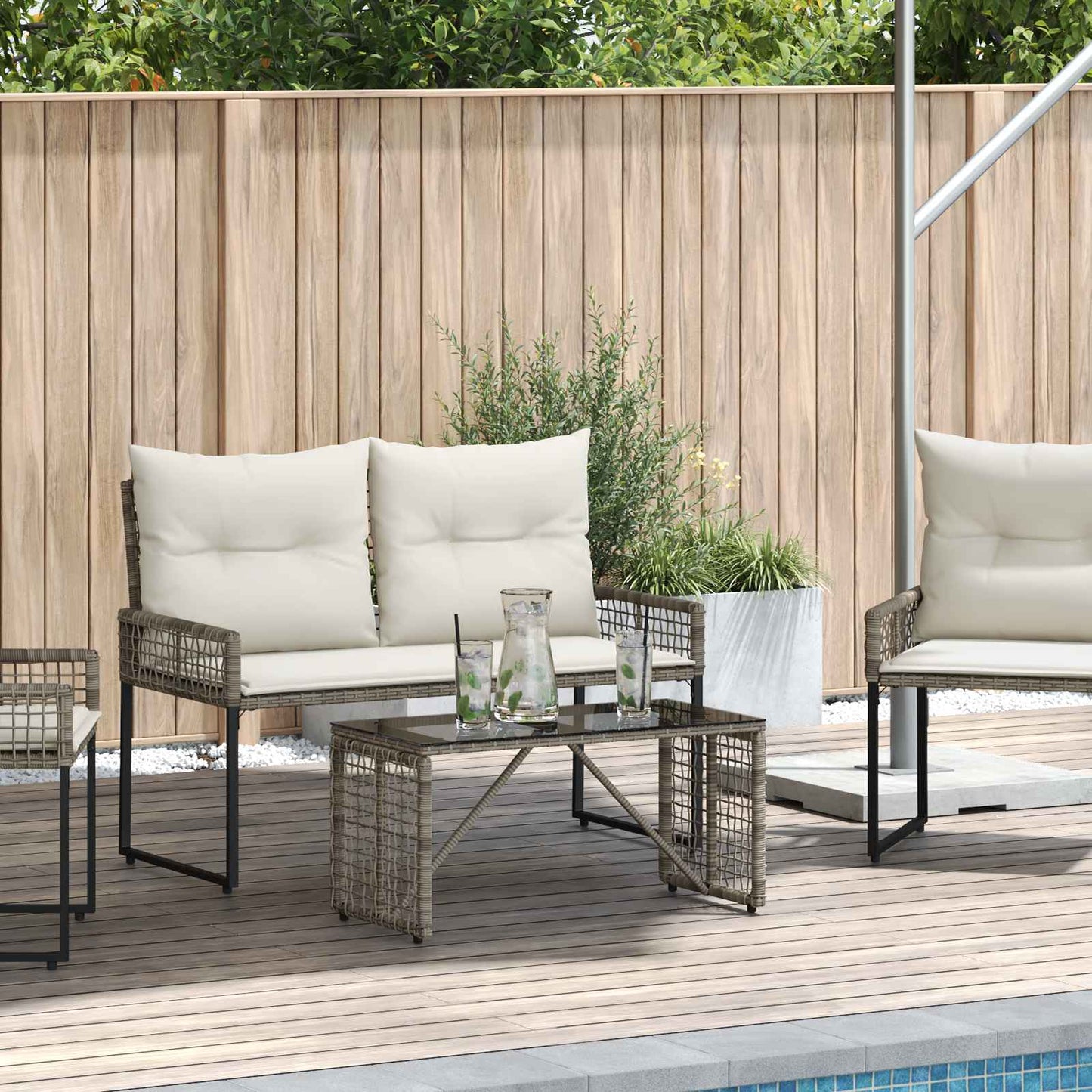 Outdoor Table Grey and Black 80 x 40 x 40 cm