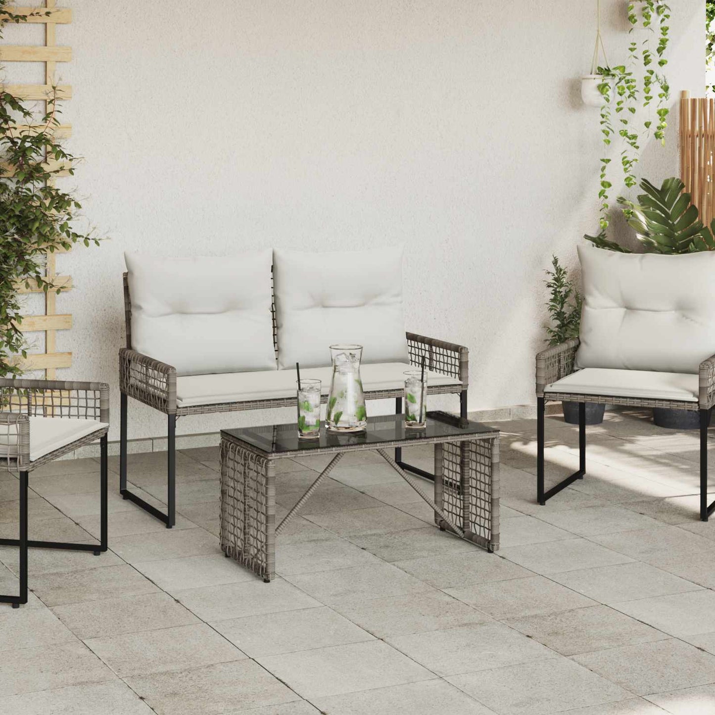 Outdoor Table Grey and Black 80 x 40 x 40 cm