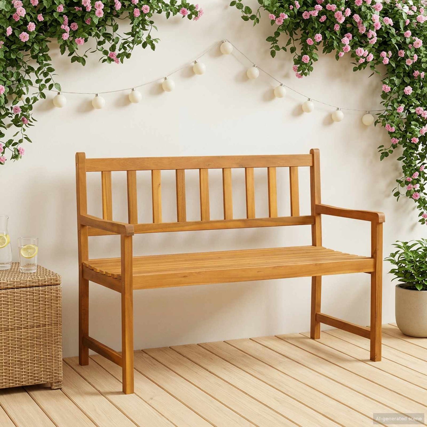 Garden Bench 2-Seater 110 x 55 x 90 cm Solid Acacia Wood