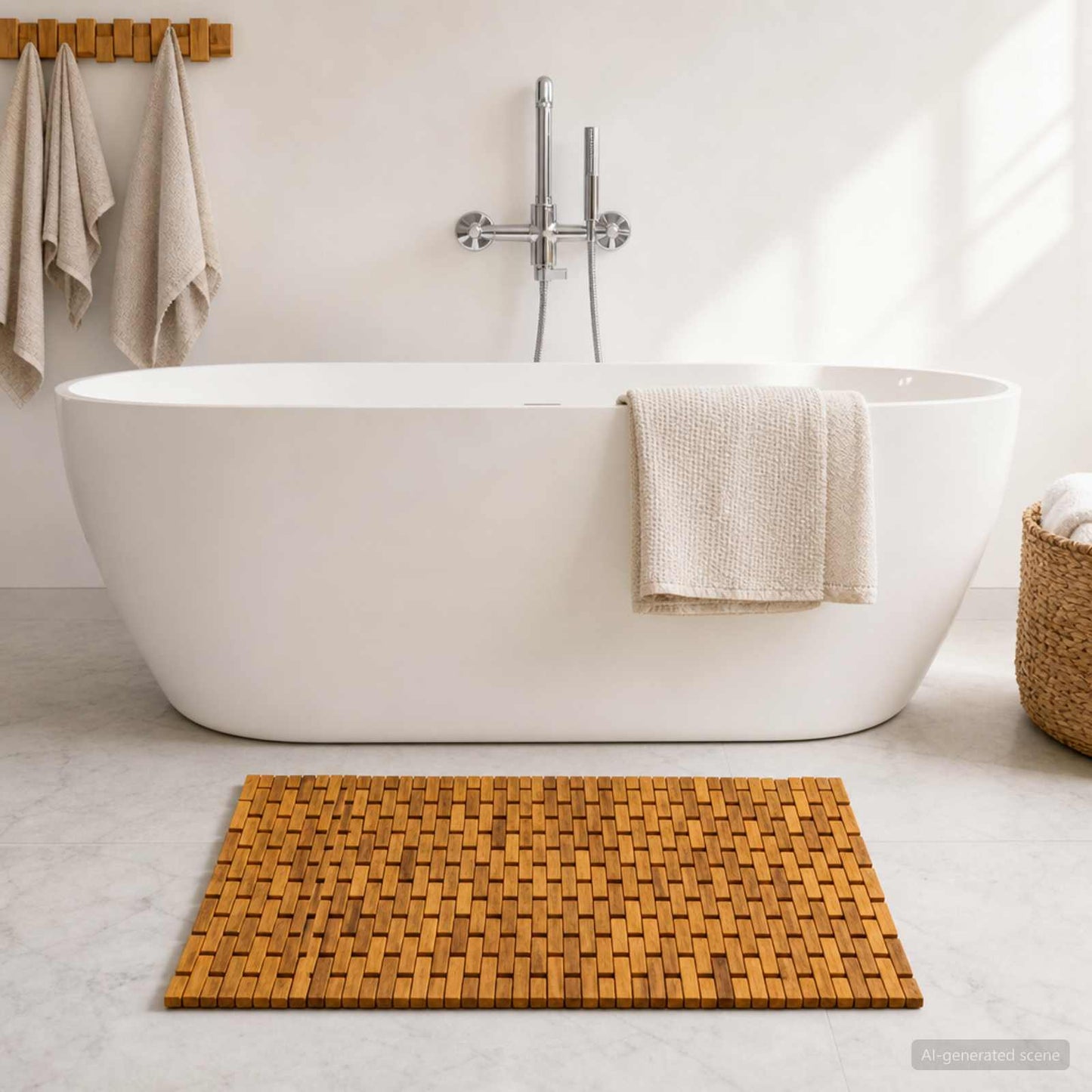 Bath Mats Natural 65 x 100 cm Solid Acacia Wood