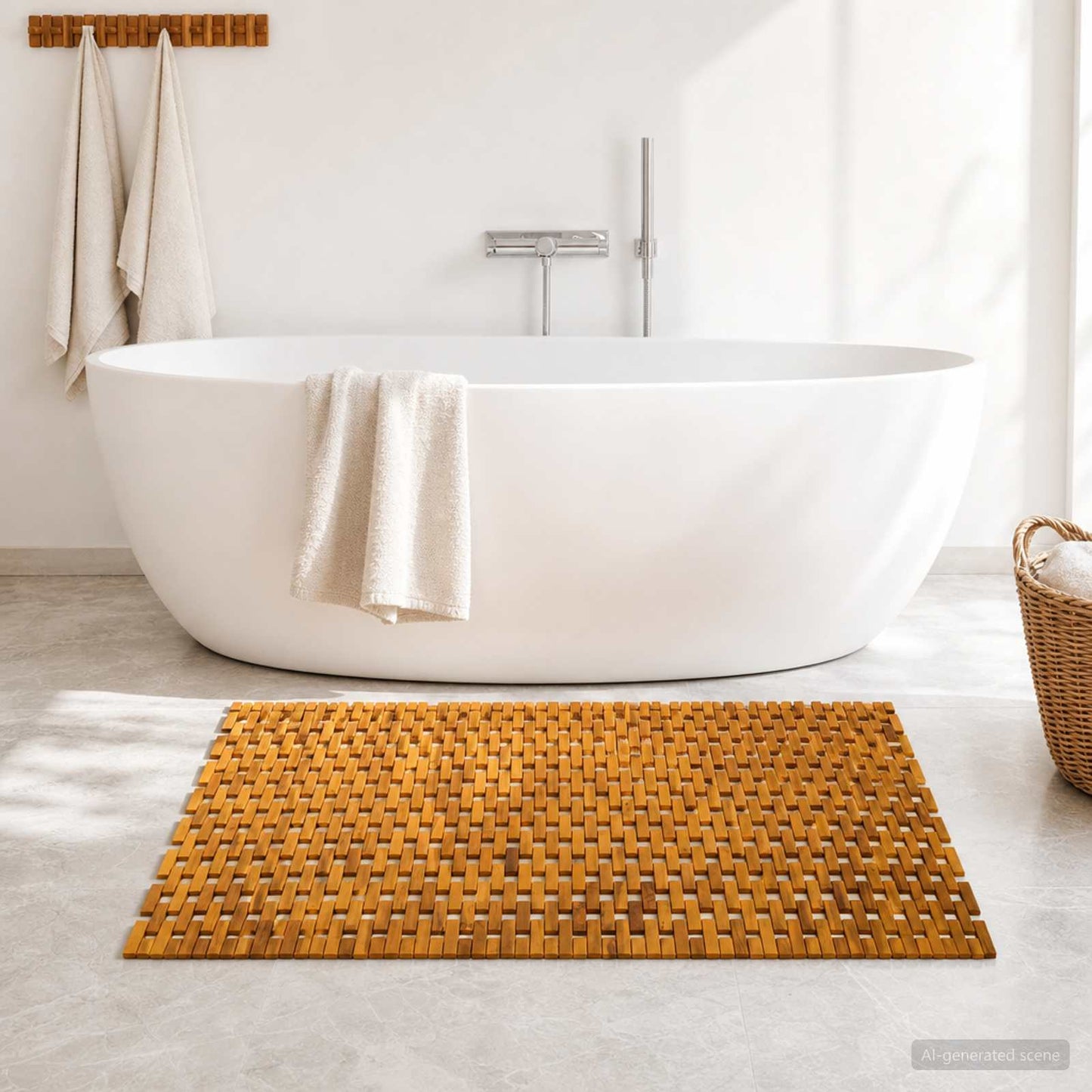 Bath Mats Natural 95 x 140 cm Solid Acacia Wood
