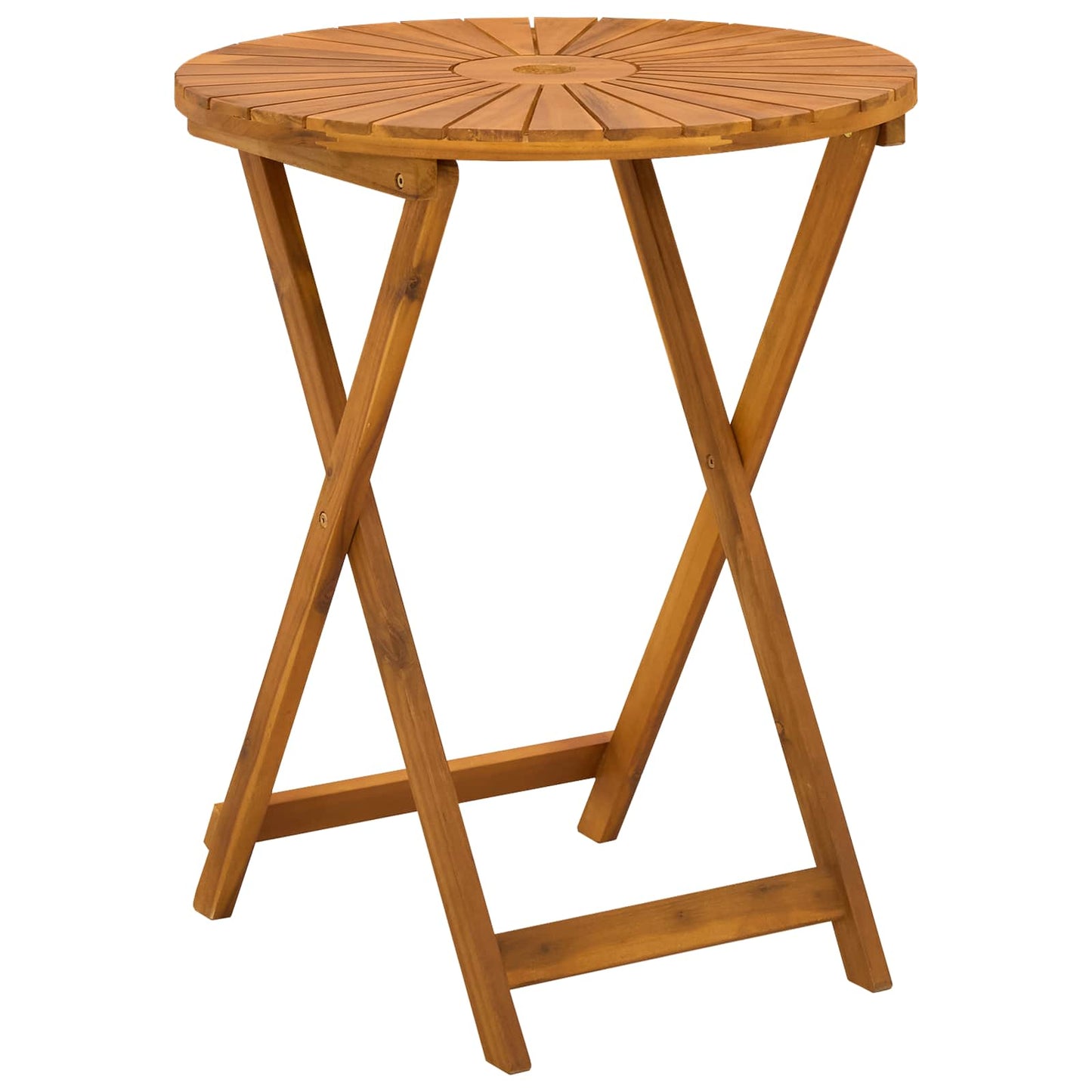 Folding Garden Table Natural Ø60 x 75 cm Solid Acacia Wood