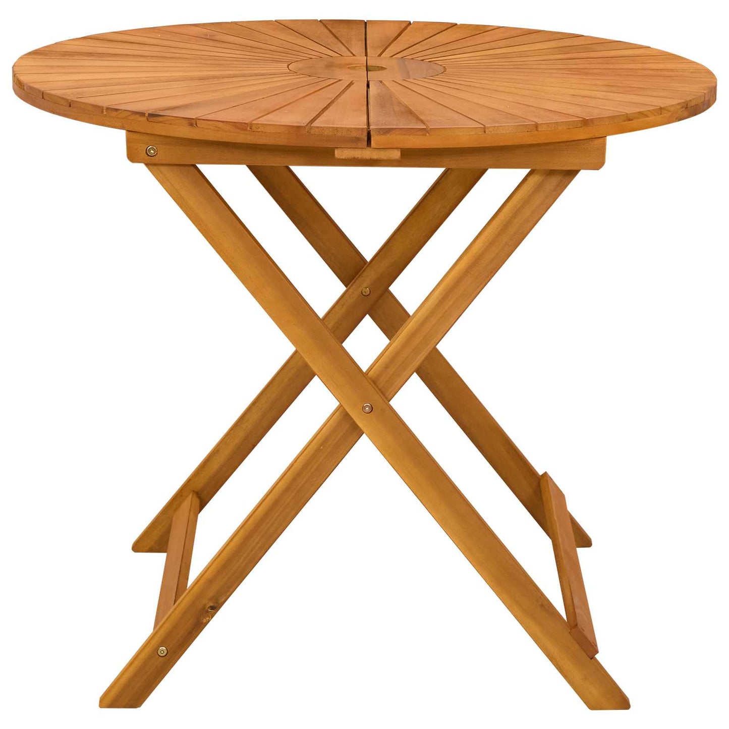 Folding Garden Table Natural Ø90 x 75 cm Solid Acacia Wood