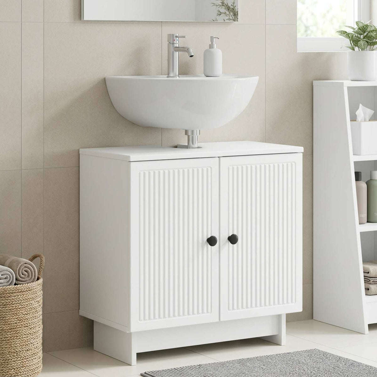 Bathroom Sink Cabinet UTRECHT White 59.5 x 31.5x 59 cm