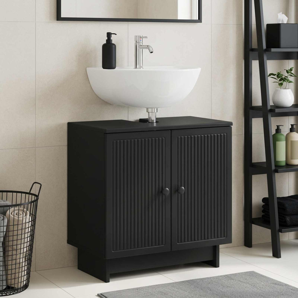 Bathroom Sink Cabinet EDE Black 59.5 x 31.5x 59 cm