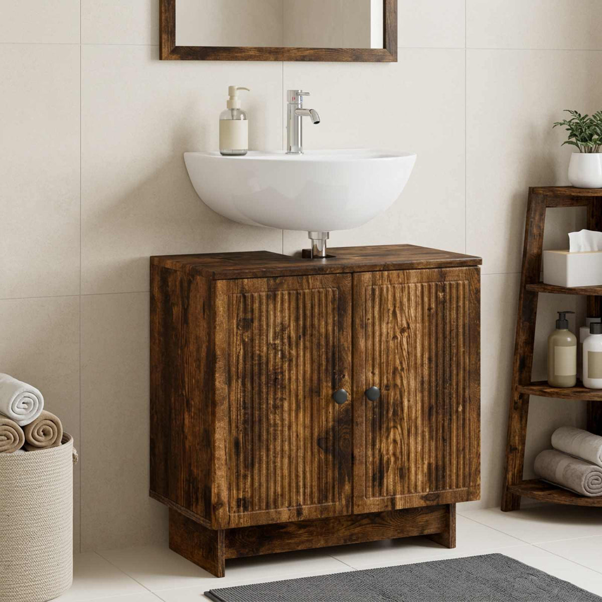 Bathroom Sink Cabinet EDE Smoked Oak 59.5 x 31.5x 59 cm