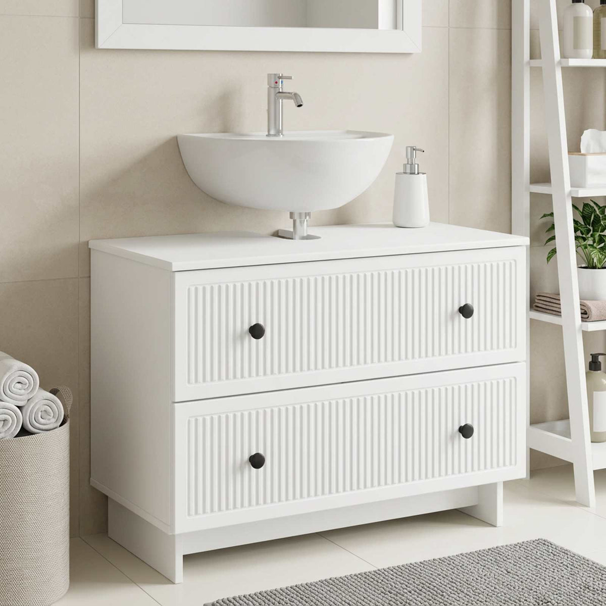Bathroom Sink Cabinet EDE White 82 x 41x 59 cm Engineered Wood