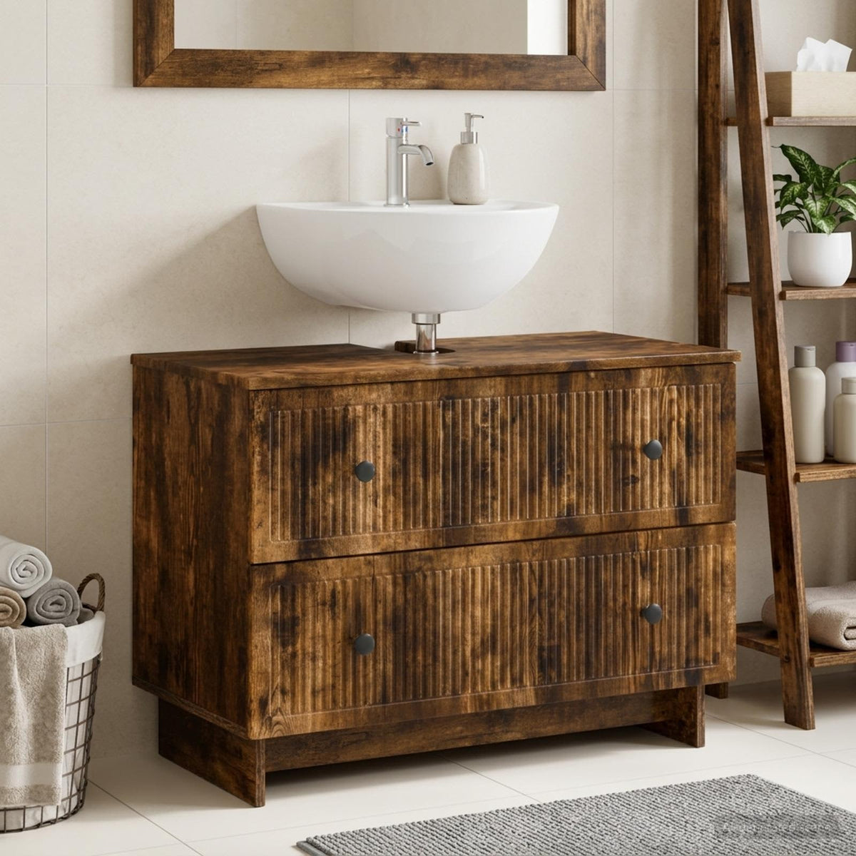 Bathroom Sink Cabinet EDE Smoked Oak 82 x 41x 59 cm
