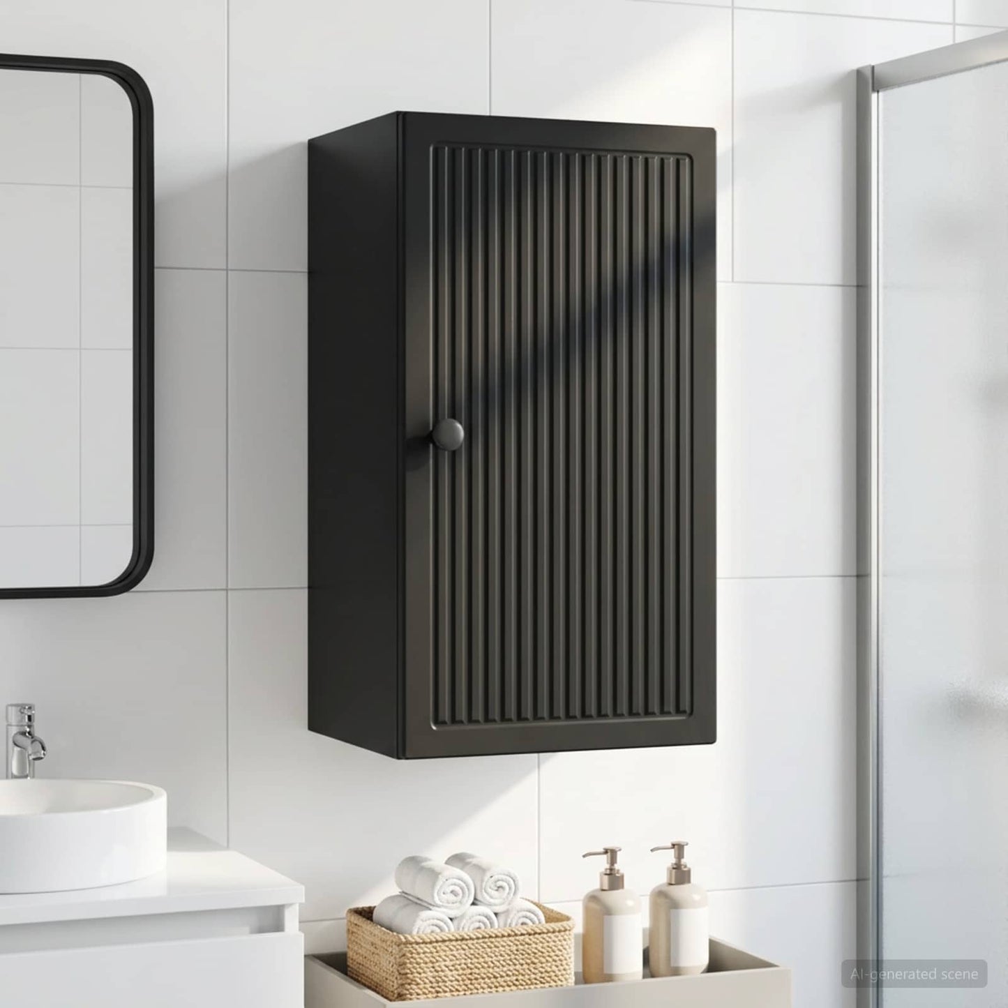 Bathroom Wall Cabinet EDE Black 30 x 31 x 59 cm Engineered Wood