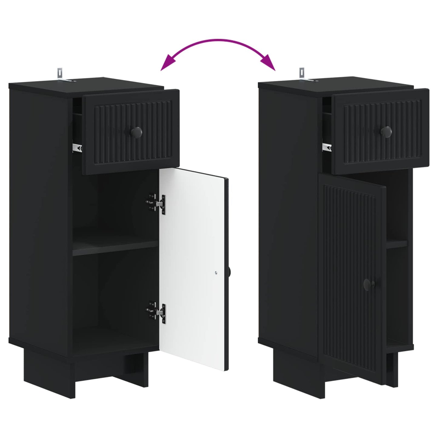 Bathroom Storage Cainet EDE Black 30 x 31 x 80 cm