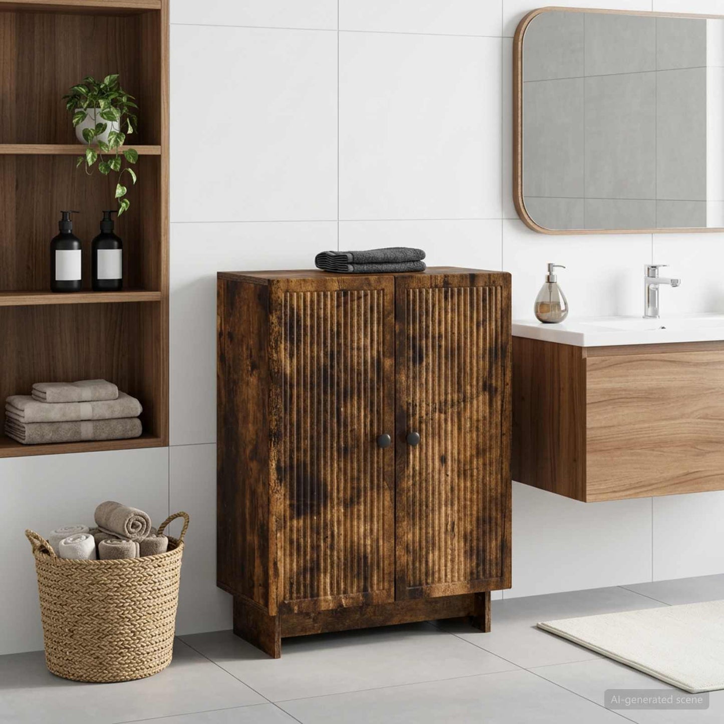 Bathroom Storage Cainet EDE Smoked Oak 59.5 x 31 x 80 cm