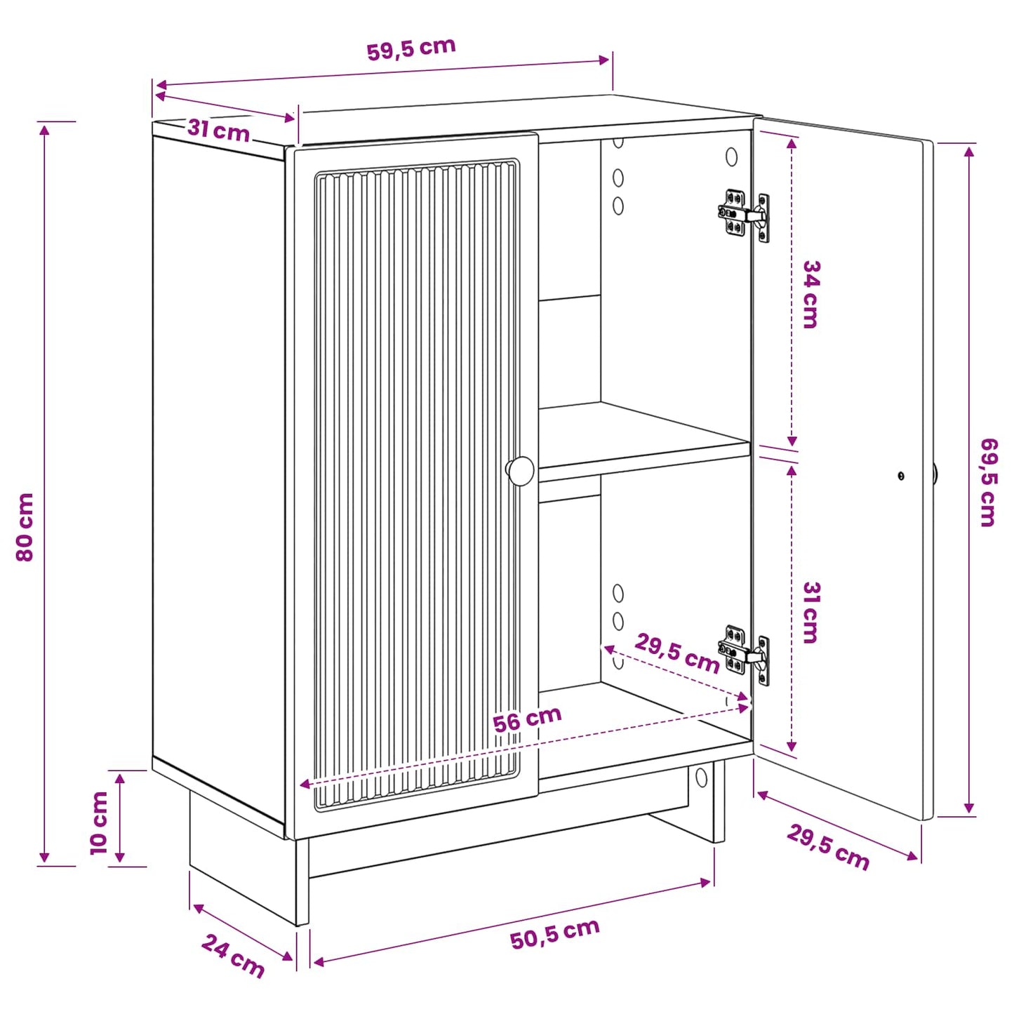 Bathroom Storage Cainet EDE Grey Sonoma 59.5 x 31 x 80 cm